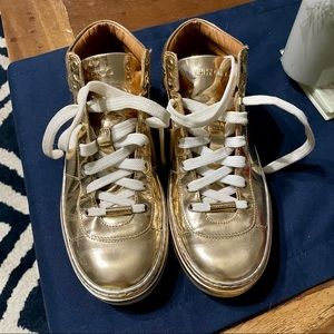 Jimmy Choo Gold Mid Sneakers
